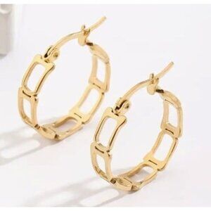 Gold Stainless Steel Geometric Hoop Earrings